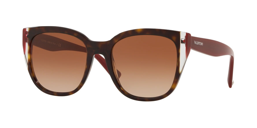 Valentino VA4040 Oval Sunglasses  500213-HAVANA/CRYSTAL/BURGUNDY 54-19-140 - Color Map brown