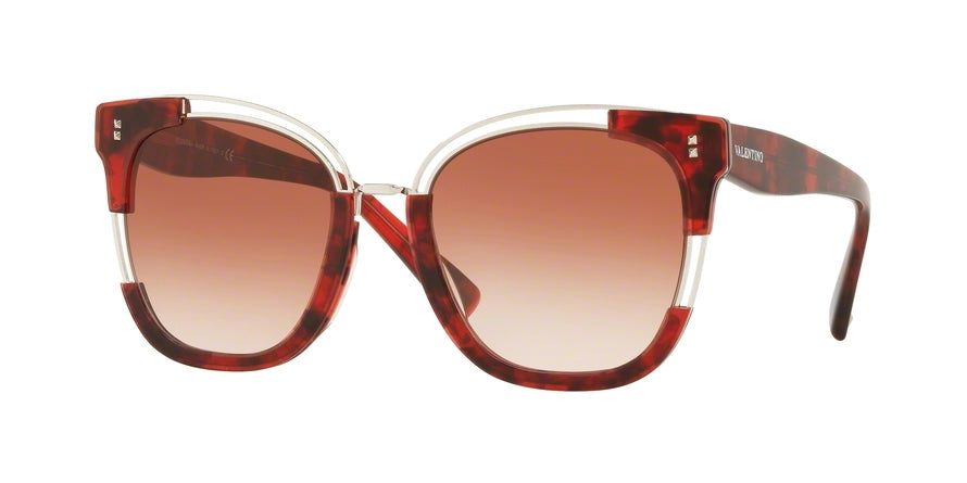 Valentino VA4042 Square Sunglasses  502013-HAVANA RED/SILVER 54-21-140 - Color Map pink