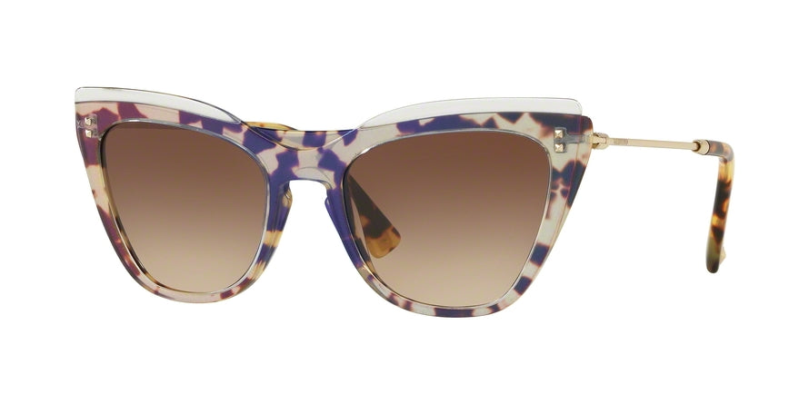 Valentino VA4043A Cat Eye Sunglasses  510413-SINGER BLUE/HAVANA 52-19-140 - Color Map blue