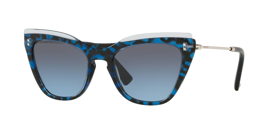 Valentino VA4043A Cat Eye Sunglasses  51068F-TRASPARENT AZURE/HAVANA BLU 52-19-140 - Color Map blue