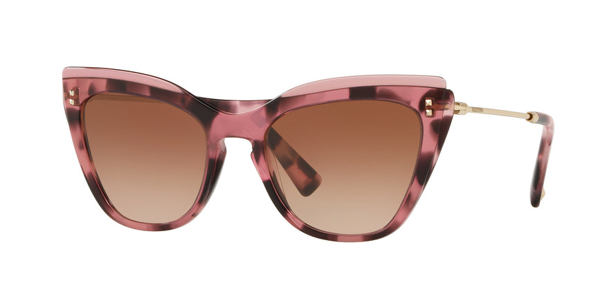 Valentino VA4043 Cat Eye Sunglasses  510513-TRANSPARENT PINK/HAVANA PINK 52-19-140 - Color Map pink