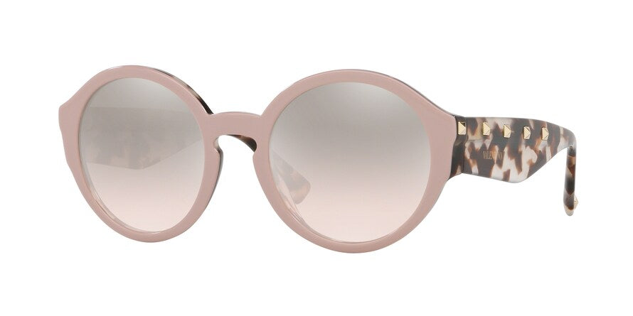 Valentino VA4047A Round Sunglasses  51228Z-POUDRE/HAVANA BROWN BEIGE 52-21-140 - Color Map pink