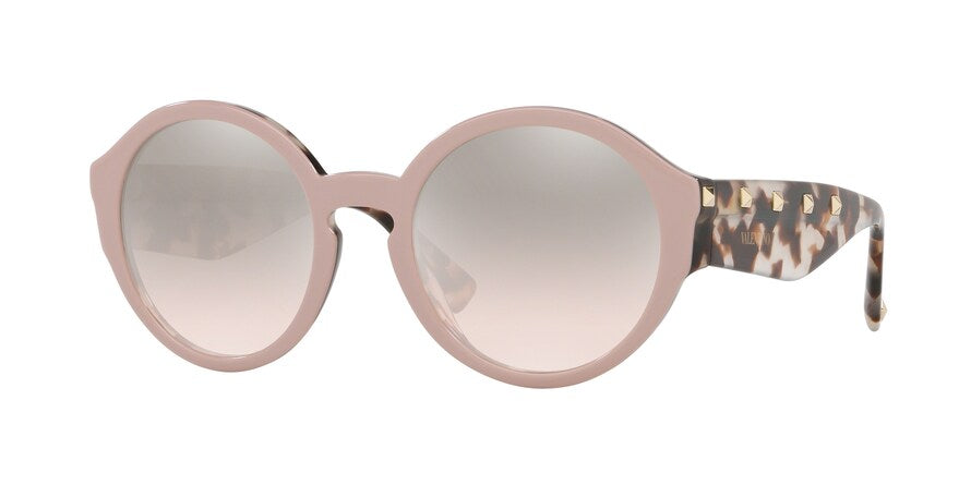 Valentino VA4047 Round Sunglasses  51228Z-POUDRE/HAVANA BROWN BEIGE 52-21-140 - Color Map pink