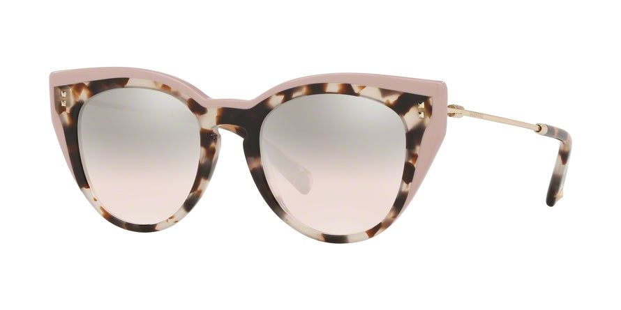 Valentino VA4051 Round Sunglasses  51278Z-HAVANA BROWN BEIGE/POUDRE 50-20-140 - Color Map pink