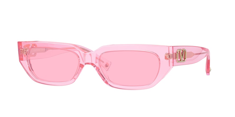 Valentino VA4080 Rectangle Sunglasses  5162U9-PINK FLUO TRASPARENT 53-17-140 - Color Map pink