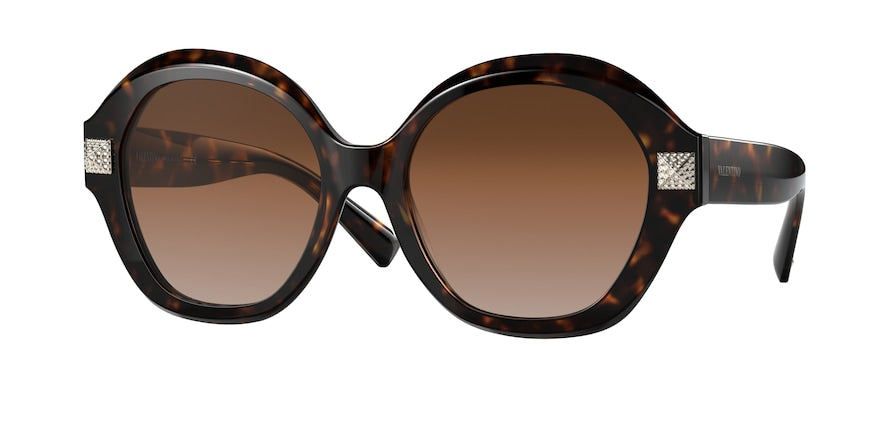 Valentino VA4086F Rectangle Sunglasses  500213-HAVANA 56-18-140 - Color Map brown