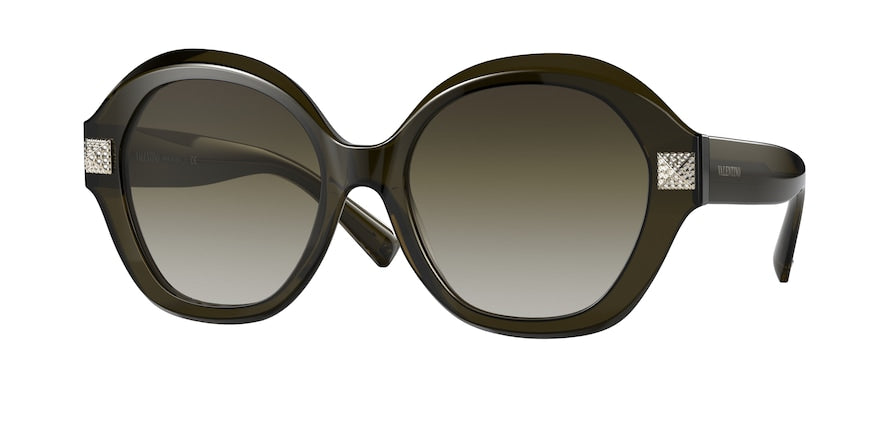 Valentino VA4086F Rectangle Sunglasses  51788E-TRANSPARENT GREEN 56-18-140 - Color Map green