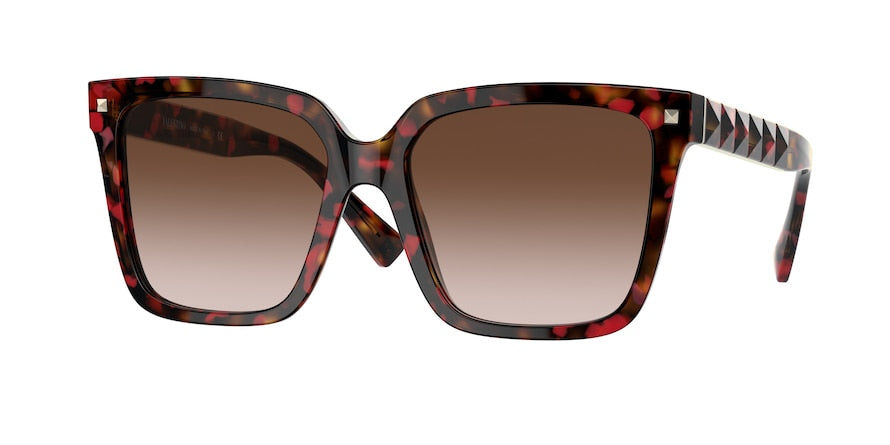 Valentino VA4098F Square Sunglasses  518913-RED HAVANA 55-17-145 - Color Map red