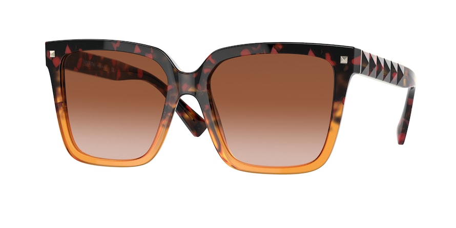 Valentino VA4098F Square Sunglasses  519013-GRADIENT HAVANA ORANGE 55-17-145 - Color Map orange