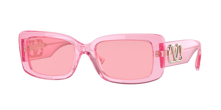 Valentino VA4108 Rectangle Sunglasses  5162U9-PINK TRANSPARENT 53-19-140 - Color Map pink