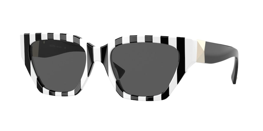 Valentino VA4110 Irregular Sunglasses  518187-STRIPES BLACK WHITE 53-18-140 - Color Map white
