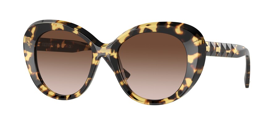 Valentino VA4113 Oval Sunglasses  503613-LIGHT HAVANA 52-18-145 - Color Map brown