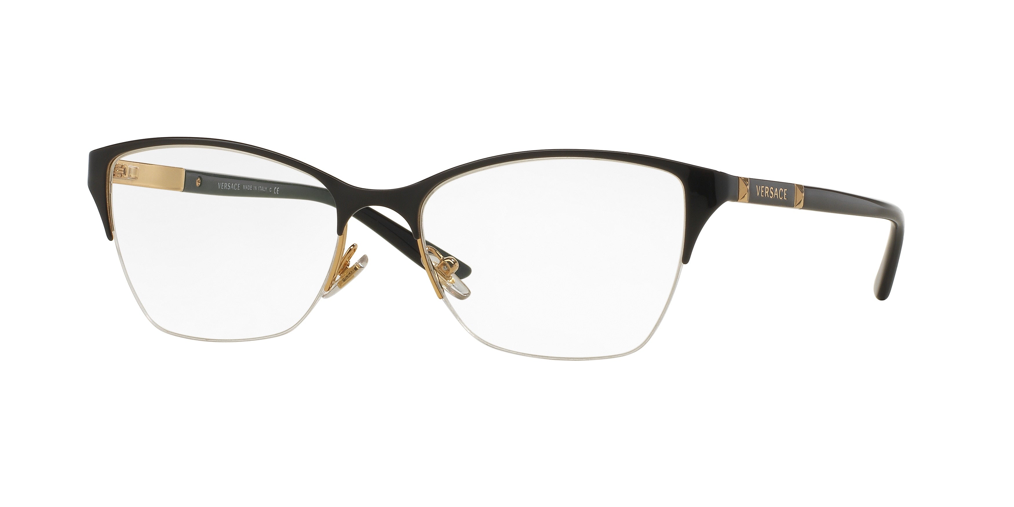 Versace VE1218 Irregular Eyeglasses  1342-Black/Gold 53-140-17 - Color Map Black