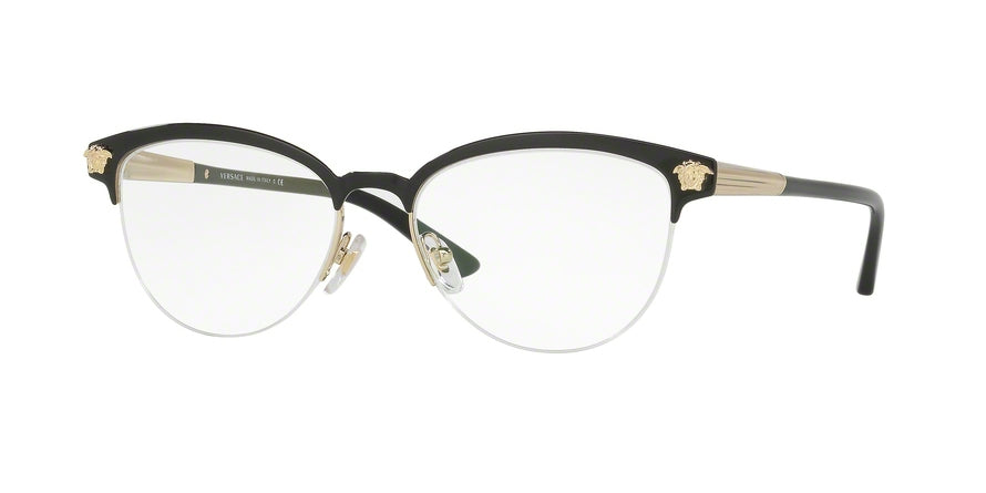 Versace VE1235 Phantos Eyeglasses  1371-BLACK/PALE GOLD 53-17-140 - Color Map black