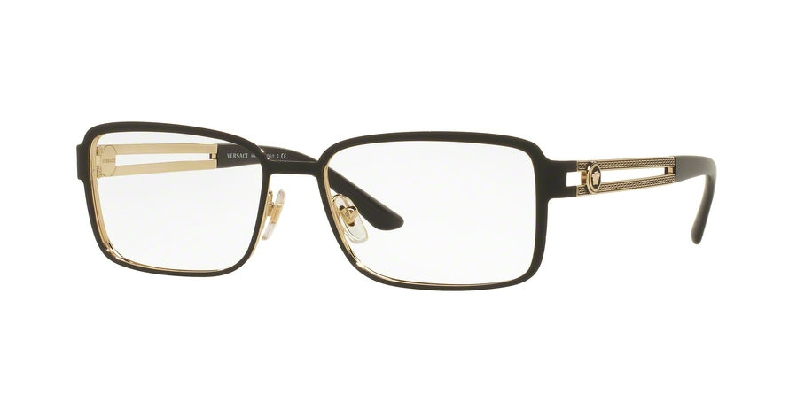 Versace VE1236 Rectangle Eyeglasses  1377-MATTE BLACK/PALE GOLD 55-16-140 - Color Map black