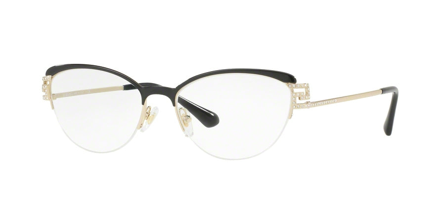 Versace VE1239B Cat Eye Eyeglasses  1291-BLACK/PALE GOLD 53-17-140 - Color Map gold
