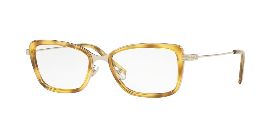 Versace VE1243 Rectangle Eyeglasses  1400-PALE GOLD/HAVANA 52-17-140 - Color Map brown