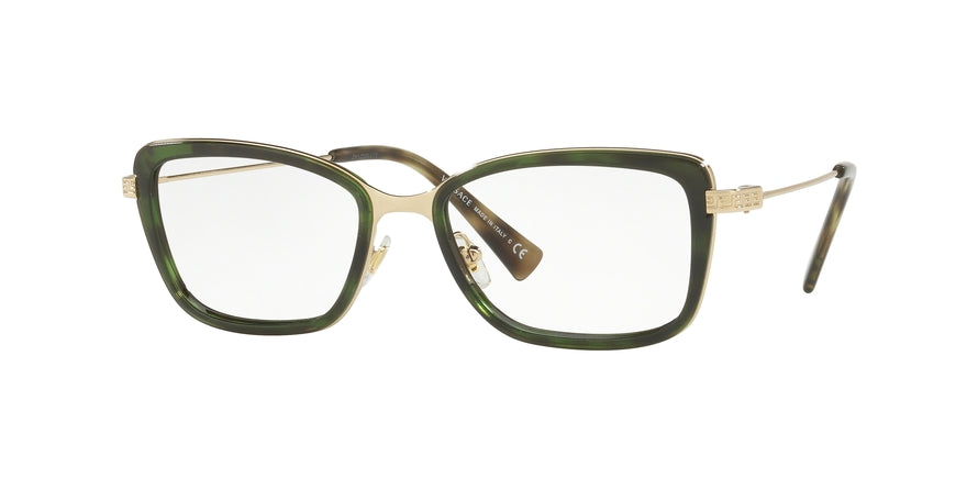 Versace VE1243 Rectangle Eyeglasses  5183-PALE GOLD/GREEN HAVANA 52-17-140 - Color Map gold