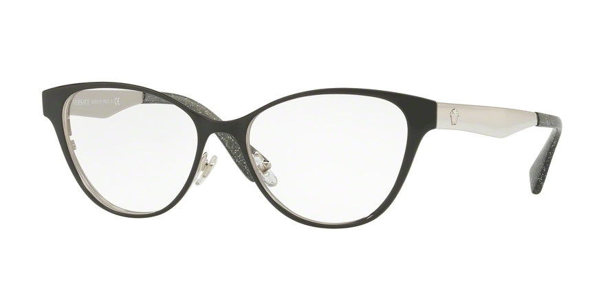 Versace VE1245 Cat Eye Eyeglasses  1343-BLACK/SILVER/GLITTER BLACK 53-16-140 - Color Map black