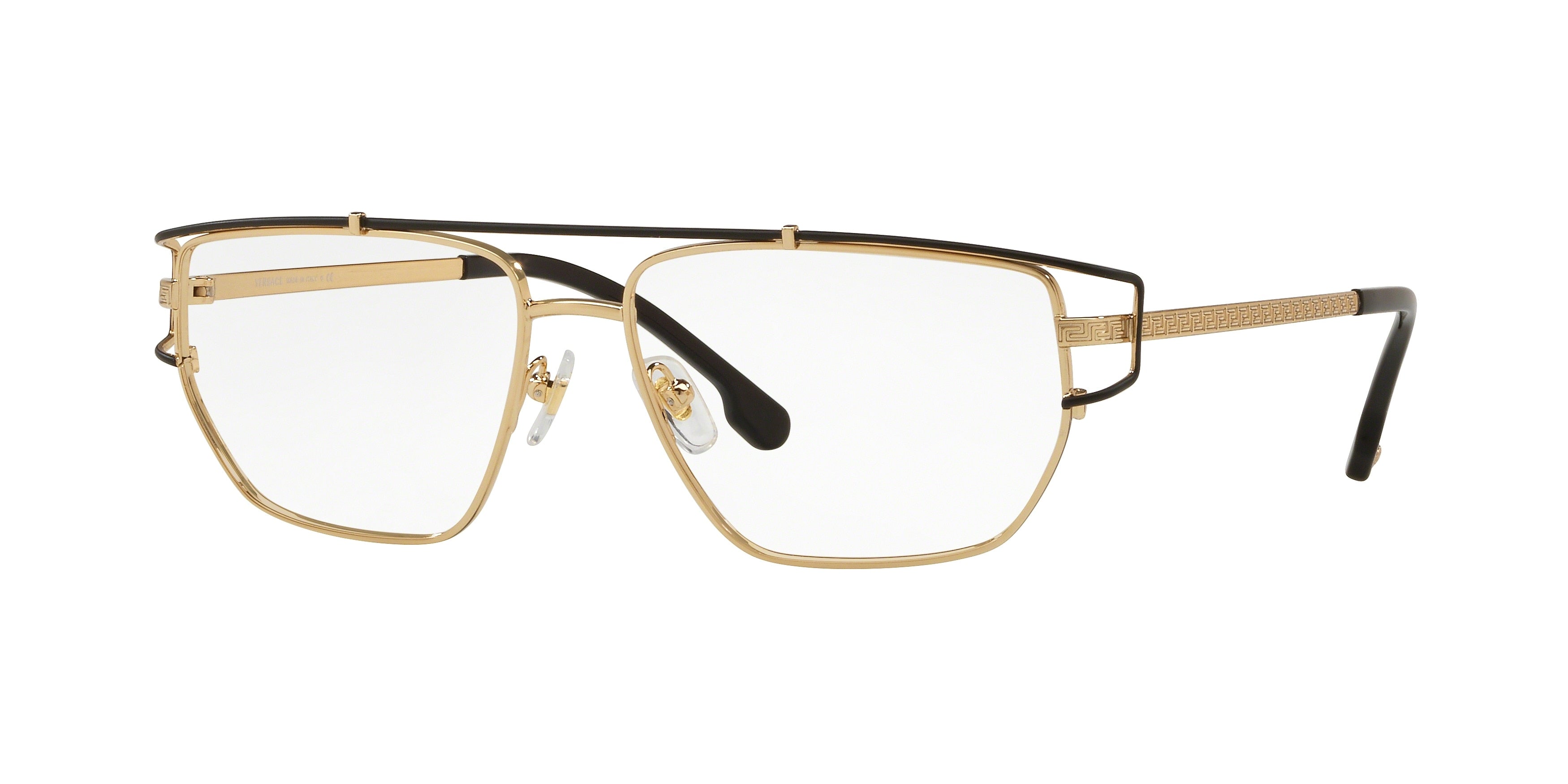Versace VE1257 Irregular Eyeglasses  1436-Gold/Black 55-140-15 - Color Map Black
