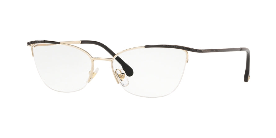 Versace VE1261B Cat Eye Eyeglasses  1457-BLACK/PALE GOLD 54-17-140 - Color Map gold