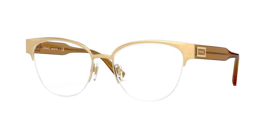 Versace VE1265 Cat Eye Eyeglasses  1410-MATTE GOLD/GOLD 53-17-140 - Color Map gold