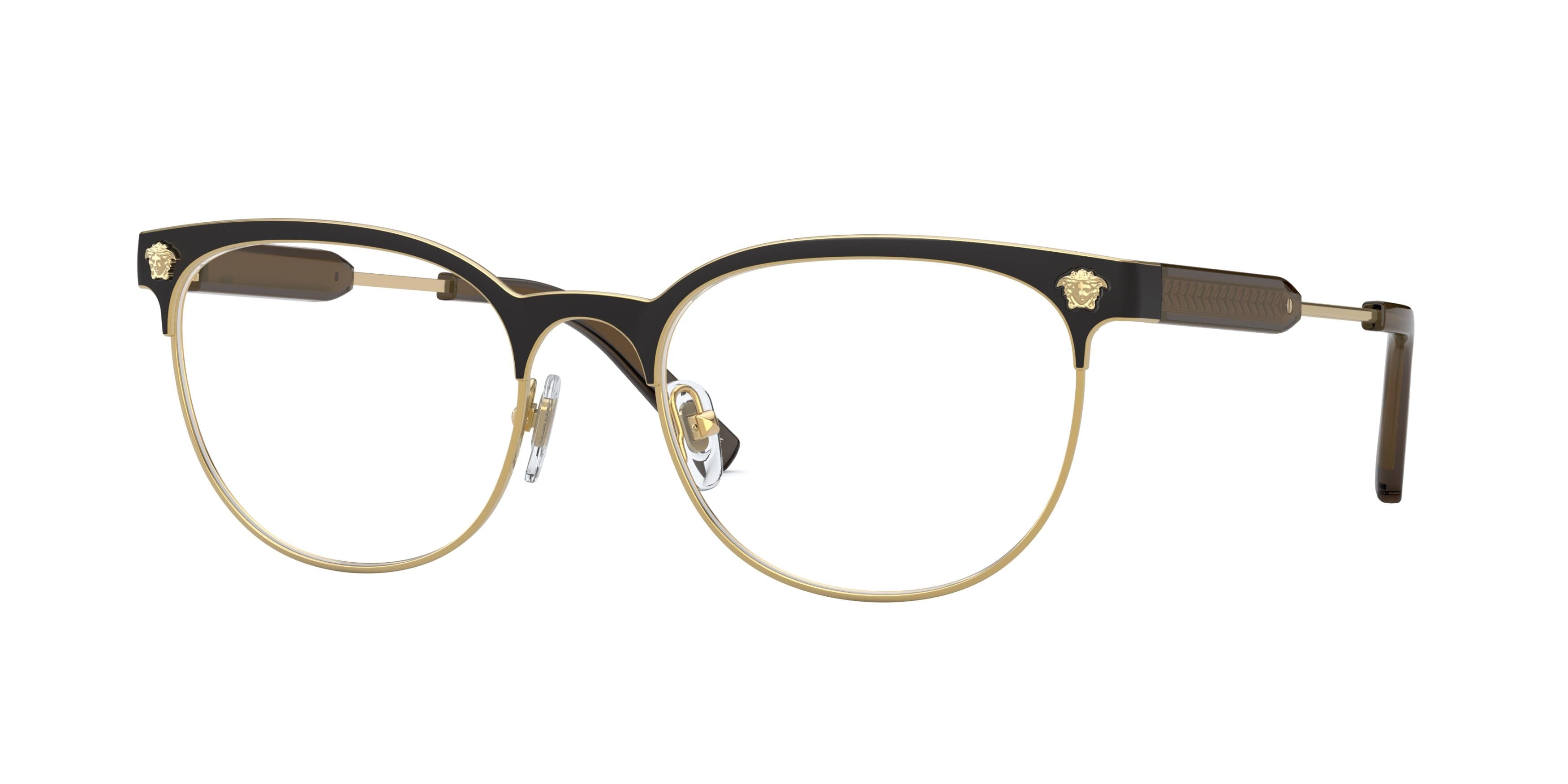 Versace VE1268 Oval Eyeglasses  1261-Matte Black/Gold 53-140-19 - Color Map Black
