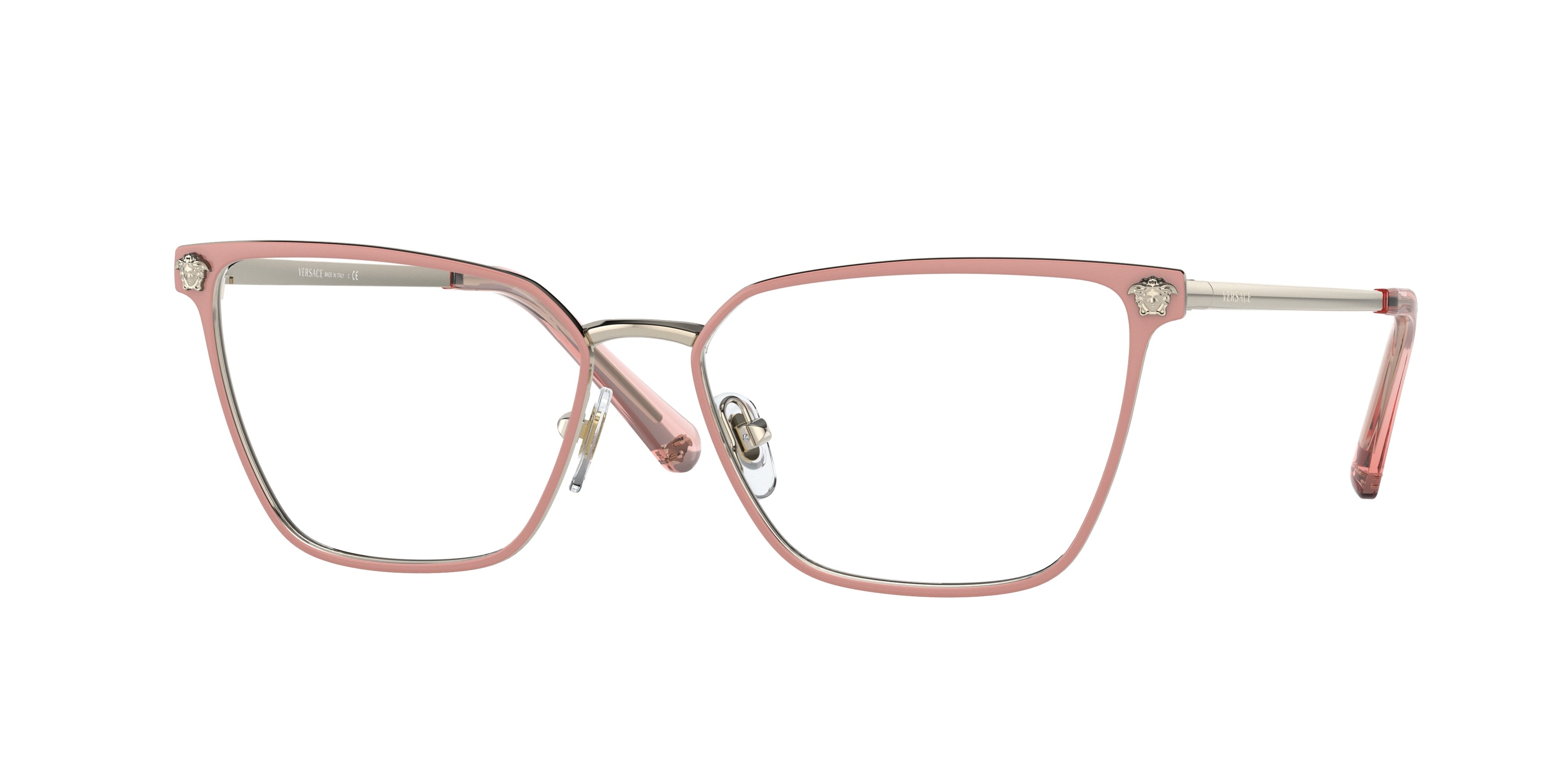 Versace VE1275 Pillow Eyeglasses  1469-Pink/Pale Gold 54-140-15 - Color Map Pink