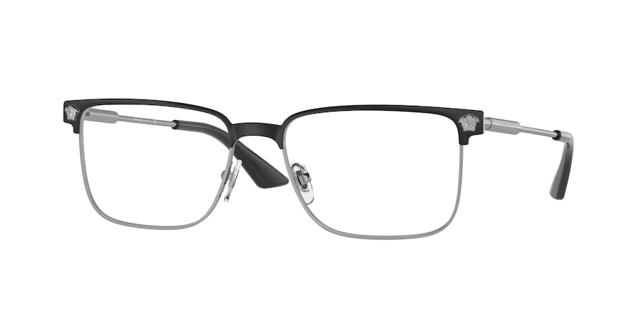 Versace VE1276 Rectangle Eyeglasses  1256-MATTE BLACK/GUNMETAL 55-17-145 - Color Map black