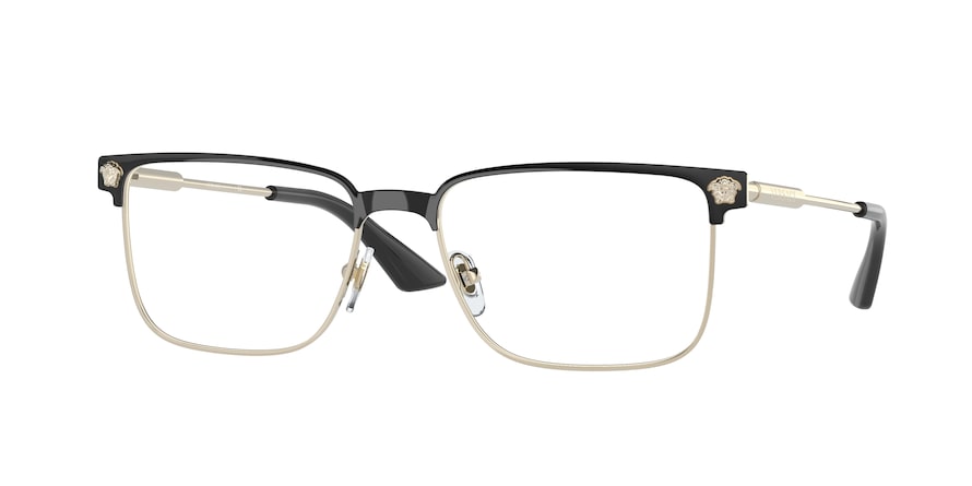Versace VE1276 Rectangle Eyeglasses  1371-BLACK/PALE GOLD 55-17-145 - Color Map black
