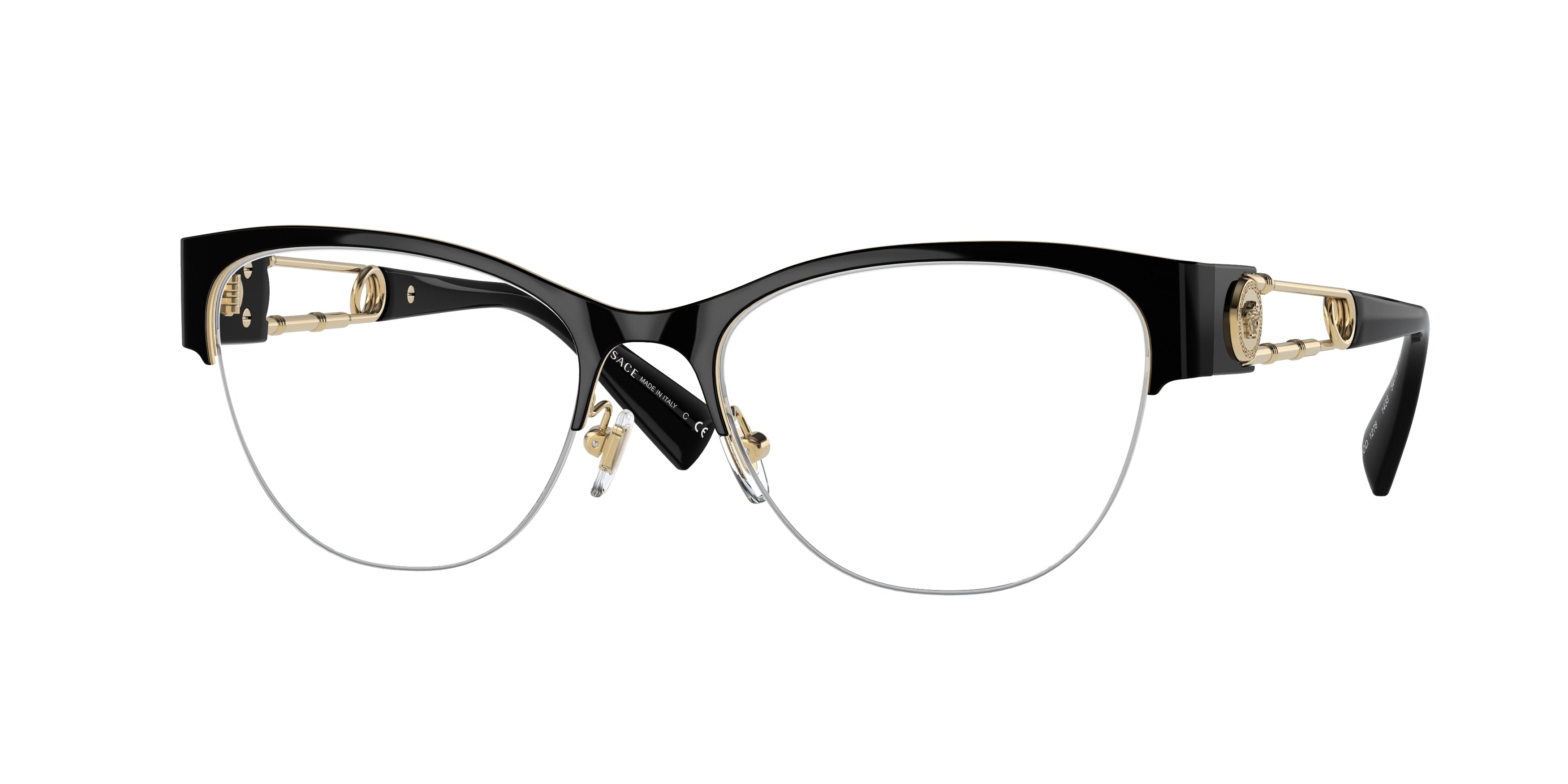 Versace VE1278 Pillow Eyeglasses  1433-Black/Gold 54-140-18 - Color Map Black