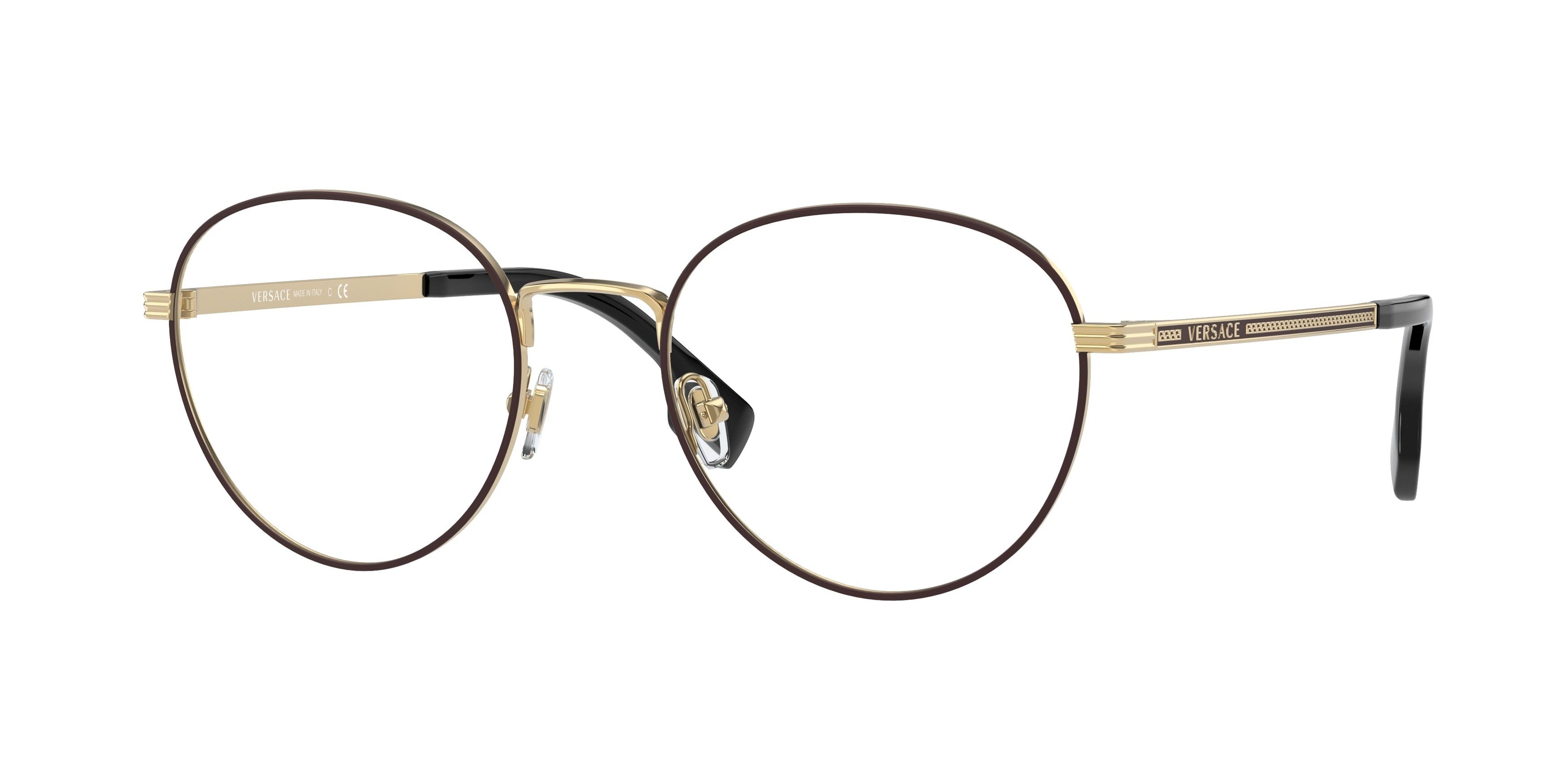 Versace VE1279 Phantos Eyeglasses  1480-Bordeaux/Gold 51-145-20 - Color Map Red