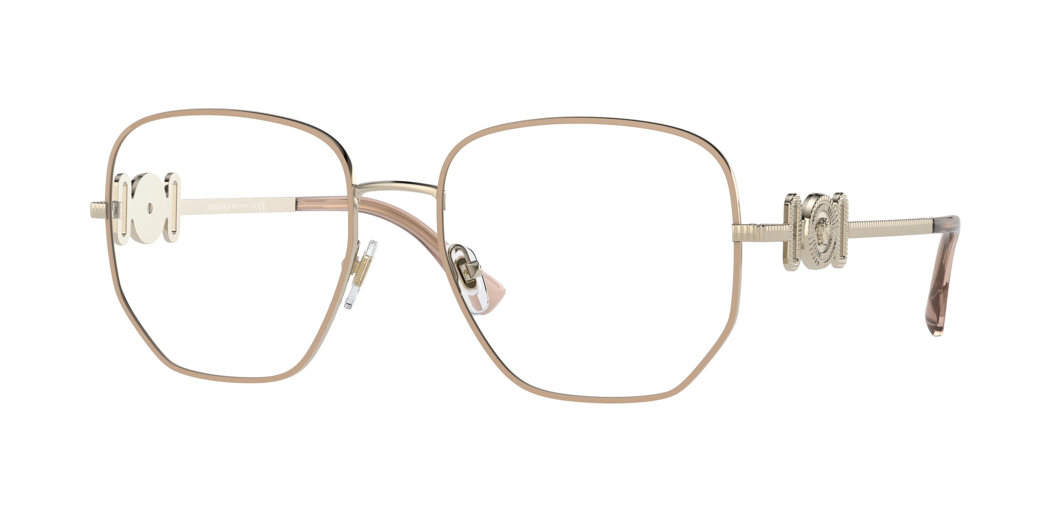Versace VE1283 Irregular Eyeglasses  1476-Beige/Pale Gold 56-145-18 - Color Map Beige