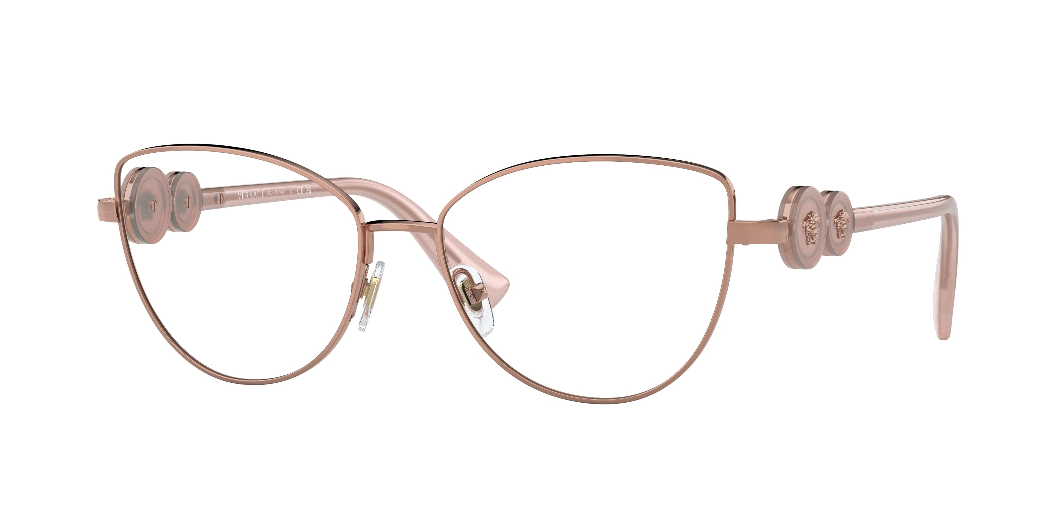 Versace VE1284 Cat Eye Eyeglasses  1412-Rose Gold 55-145-16 - Color Map Gold