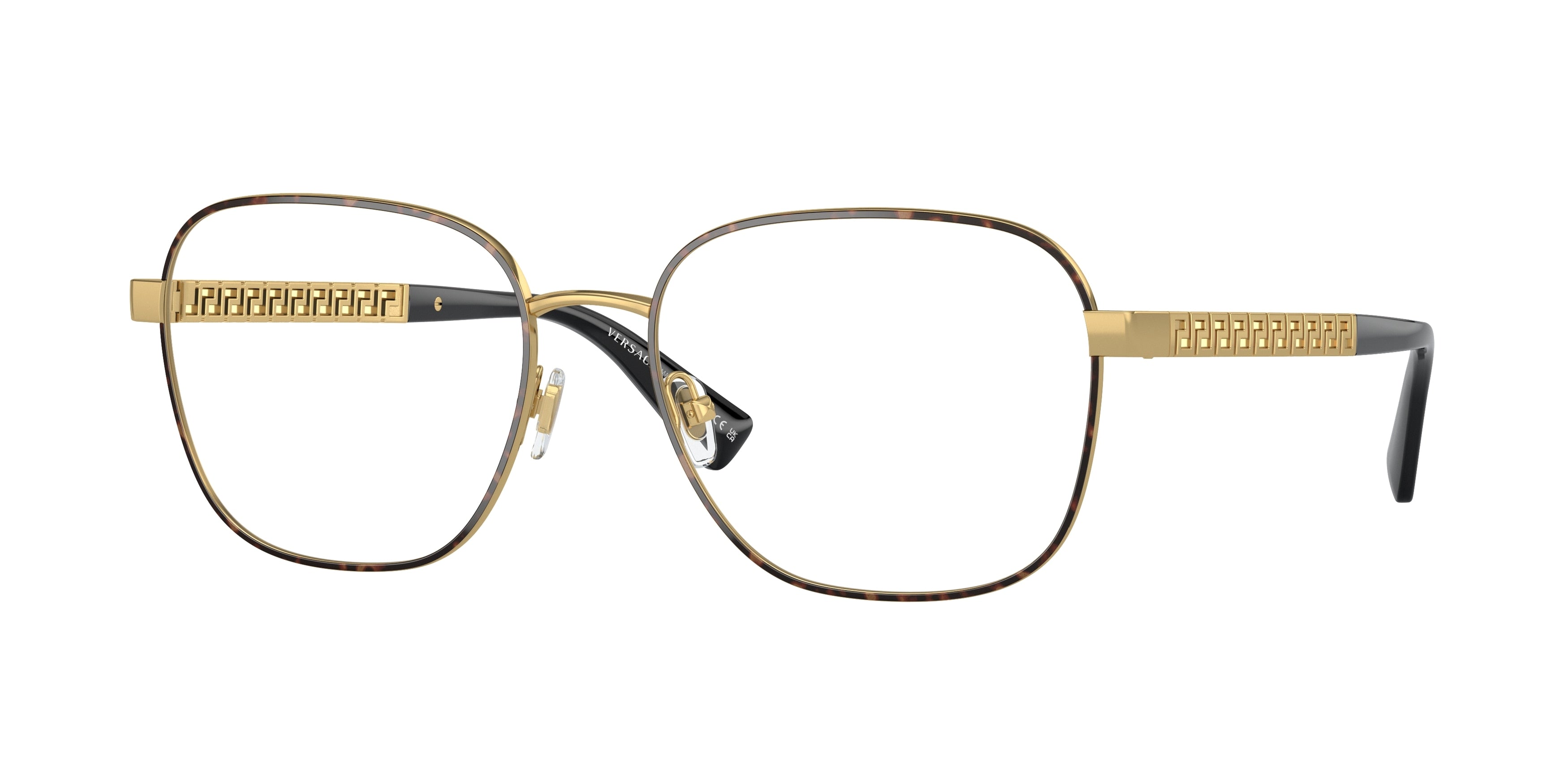 Versace VE1290 Phantos Eyeglasses  1499-Havana/Gold 56-145-17 - Color Map Brown