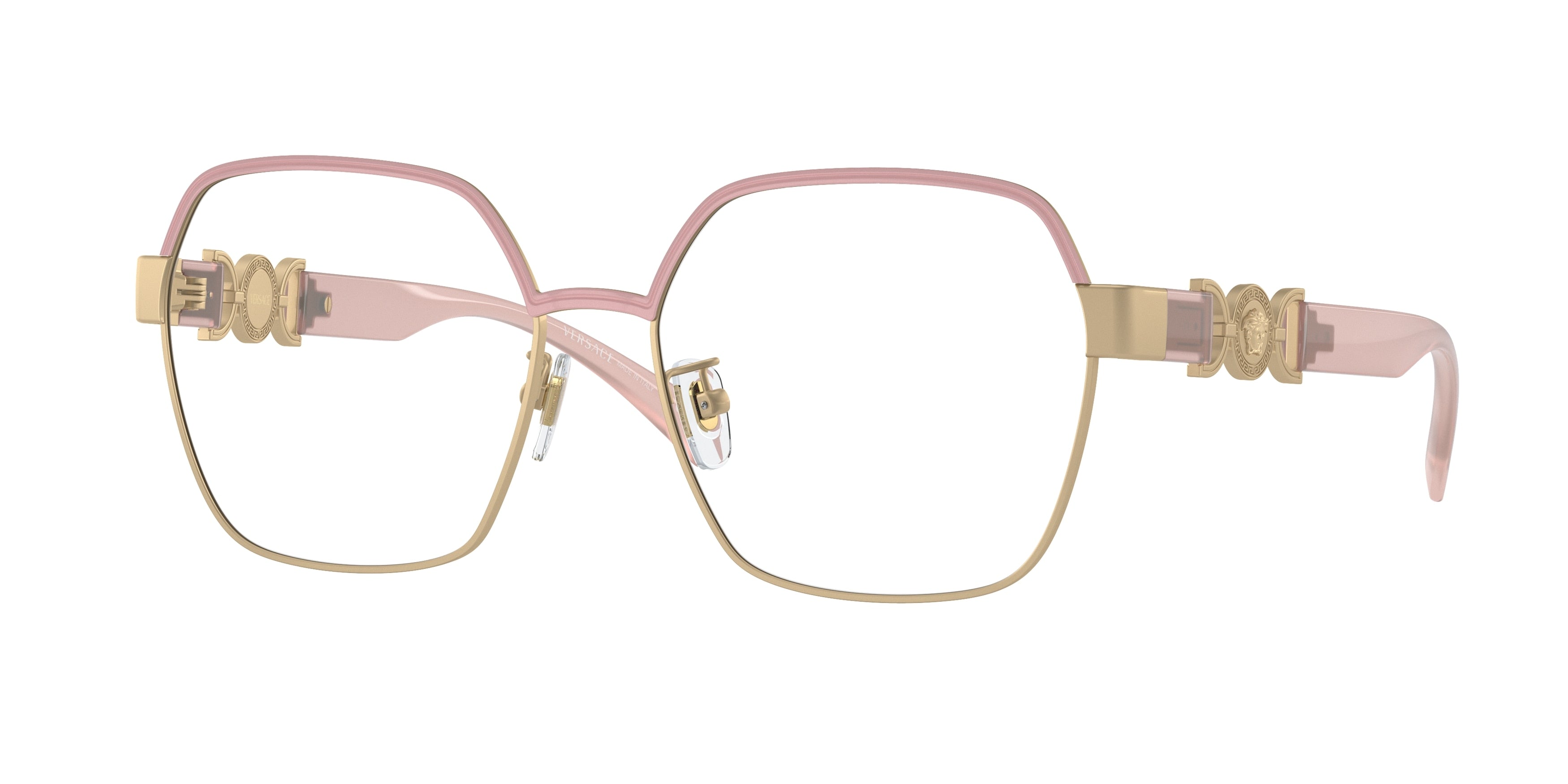 Versace VE1291D Square Eyeglasses  1501-Matte Gold/Pink 56-140-16 - Color Map Pink