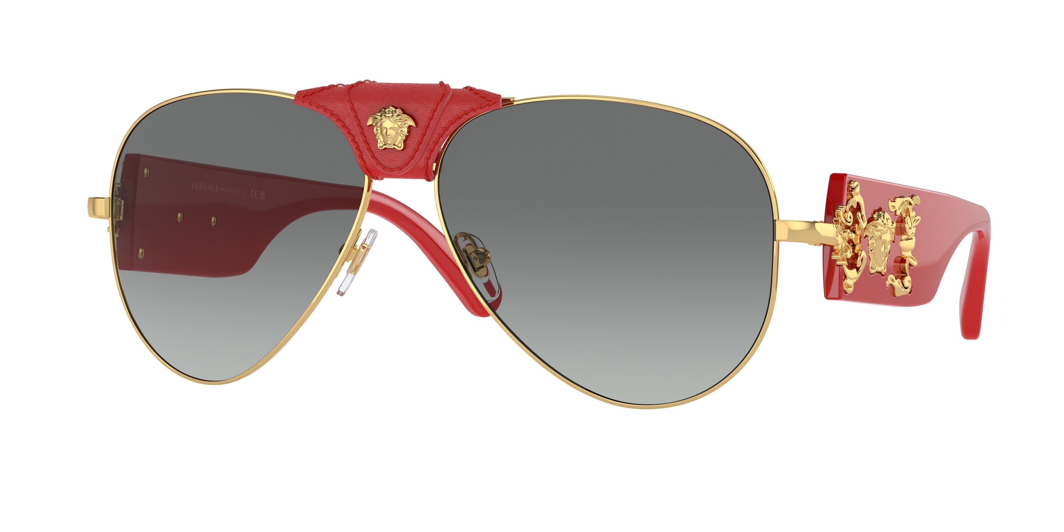 Versace VE2150Q Pilot Sunglasses  100211-Gold 62-140-14 - Color Map Gold