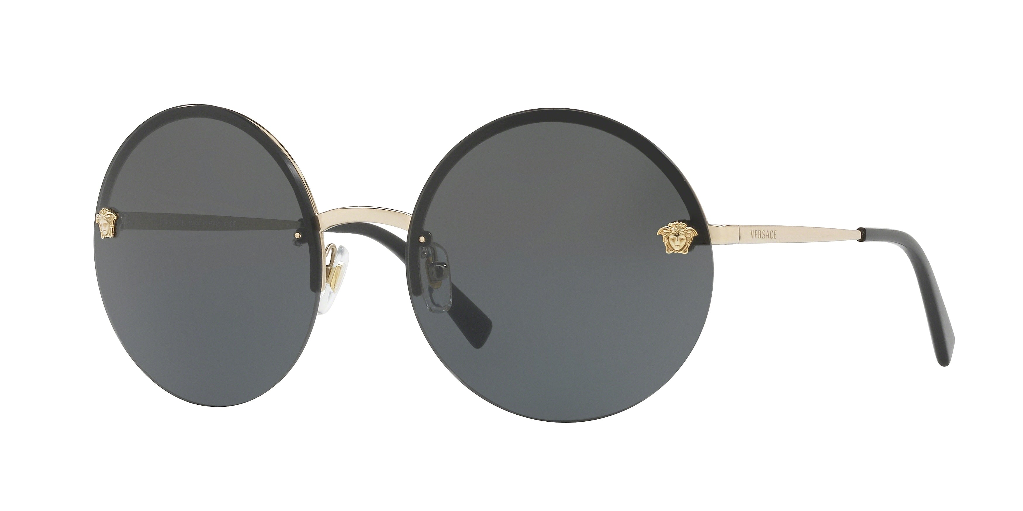 Versace VE2176 Round Sunglasses  125287-Pale Gold 59-135-18 - Color Map Gold