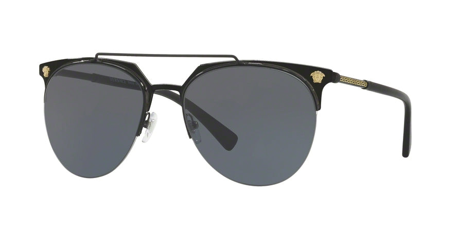 Versace VE2181 Pilot Sunglasses  100987-BLACK 57-18-140 - Color Map black