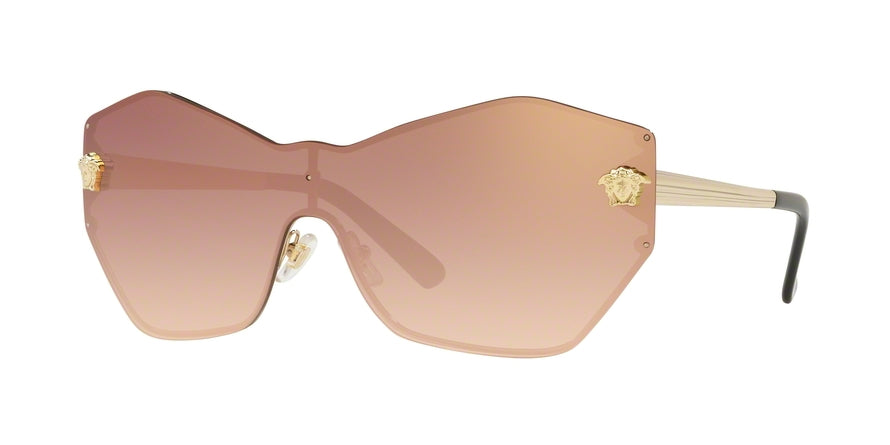 Versace GLAM MEDUSA SHIELD VE2182 Irregular Sunglasses  12526F-PALE GOLD 43-143-140 - Color Map gold