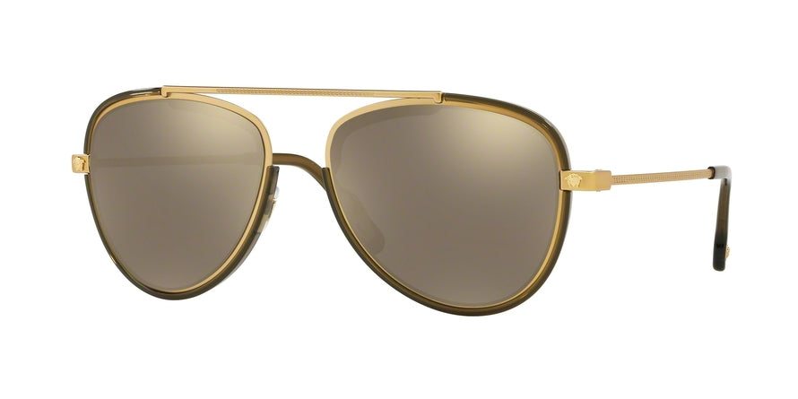 Versace VE2193 Phantos Sunglasses  14285A-TRIBUTE GOLD/TRANSP DARK GREEN 56-18-140 - Color Map green