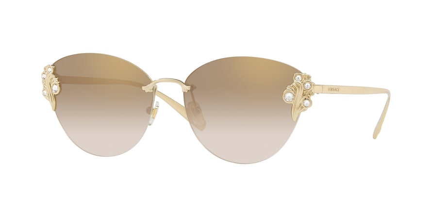 Versace VE2196B Cat Eye Sunglasses  12527I-PALE GOLD 58-15-140 - Color Map gold