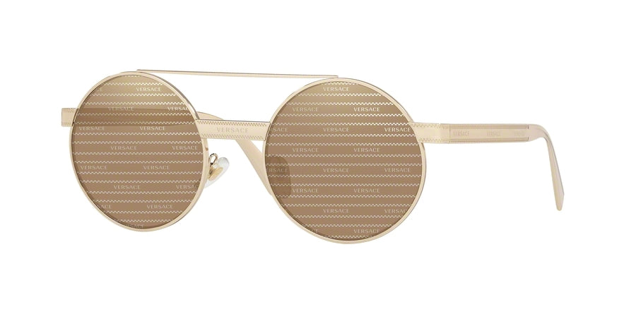 Versace VE2210 Round Sunglasses  1252V3-PALE GOLD 52-21-140 - Color Map gold