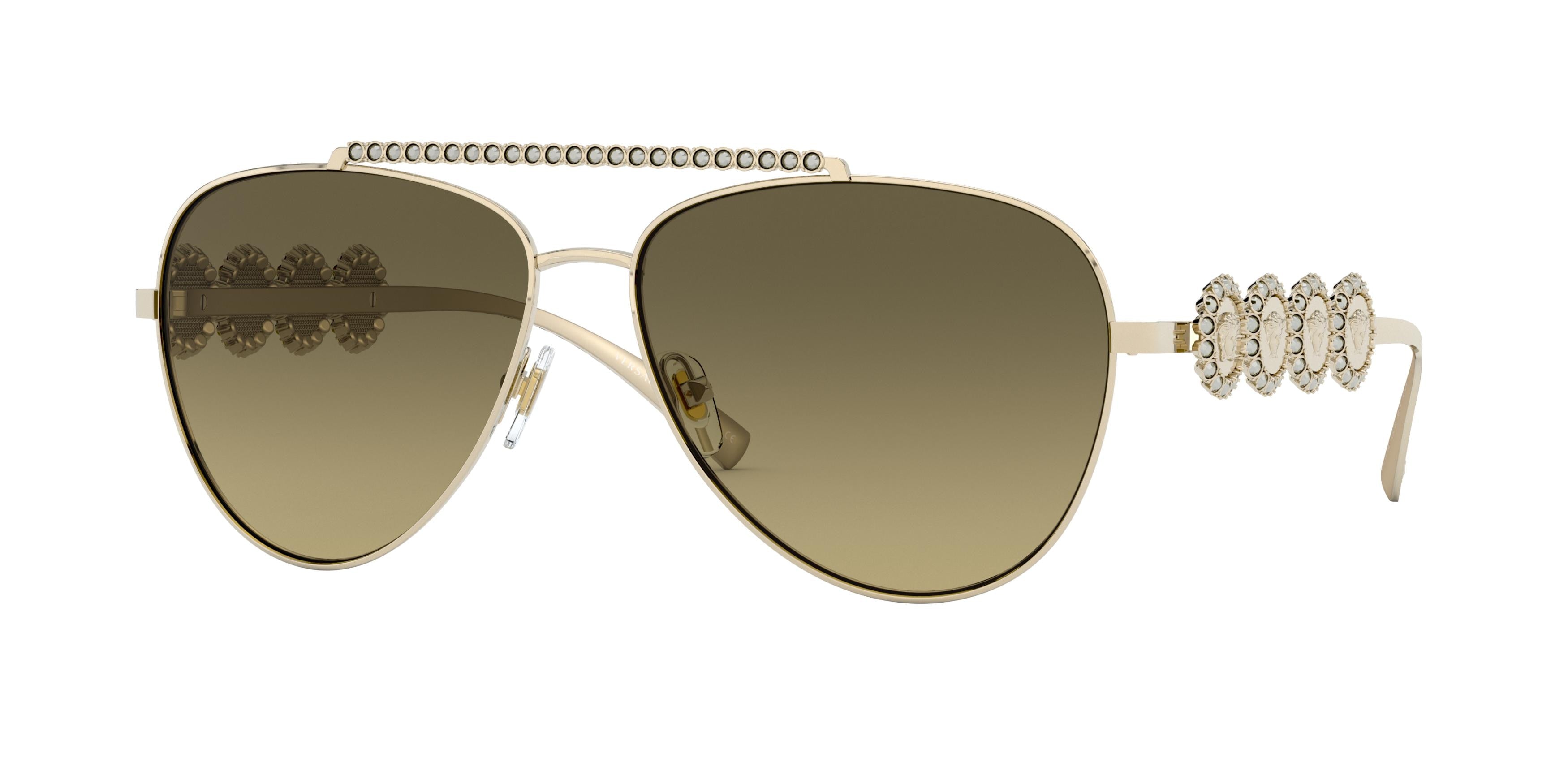 Versace VE2219B Pilot Sunglasses  1252G9-Pale Gold 59-140-14 - Color Map Gold