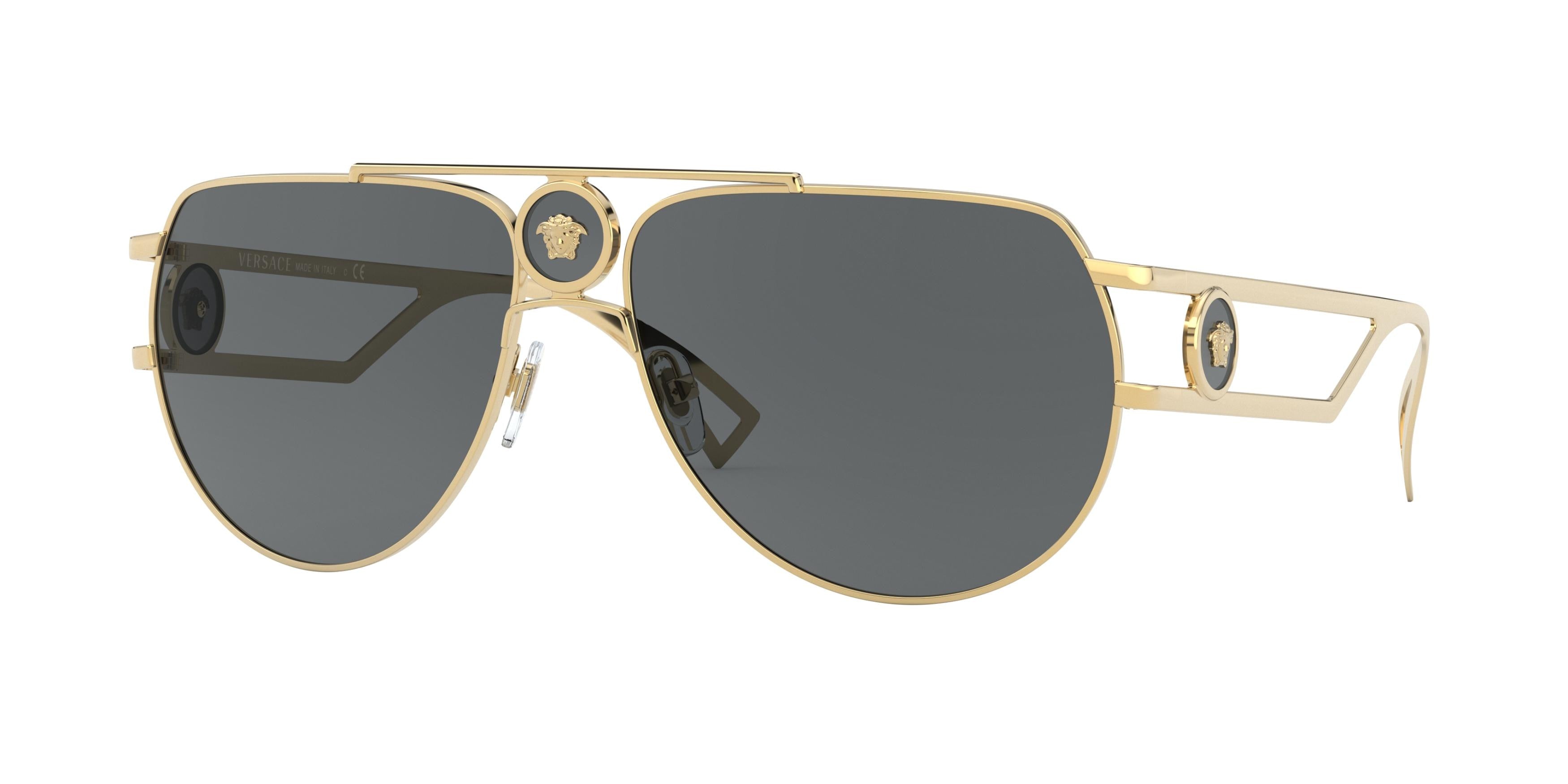 Versace VE2225 Pilot Sunglasses  100287-Gold 60-140-15 - Color Map Gold