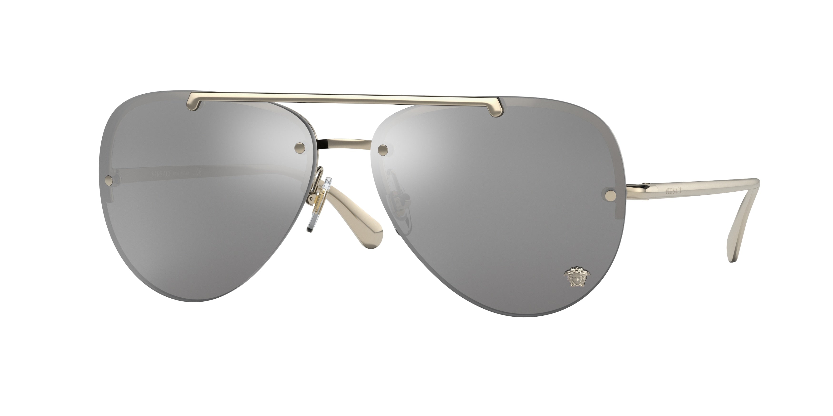 Versace VE2231 Pilot Sunglasses  12526G-Pale Gold 60-140-14 - Color Map Gold