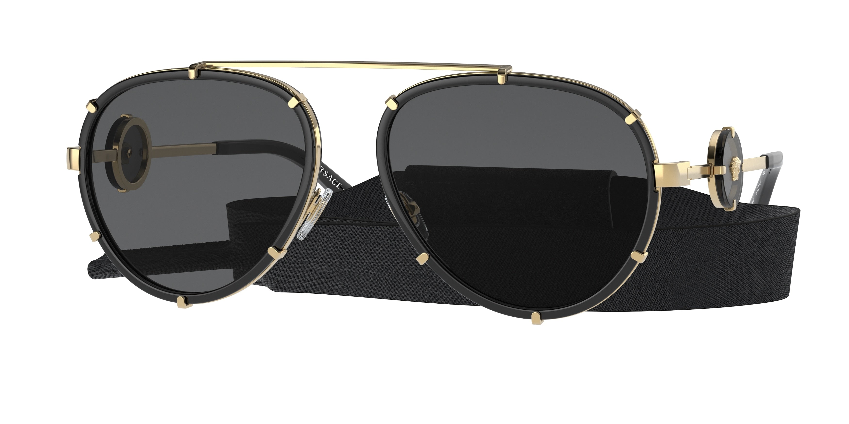 Versace VE2232 Pilot Sunglasses  143887-Black 60-145-18 - Color Map Black
