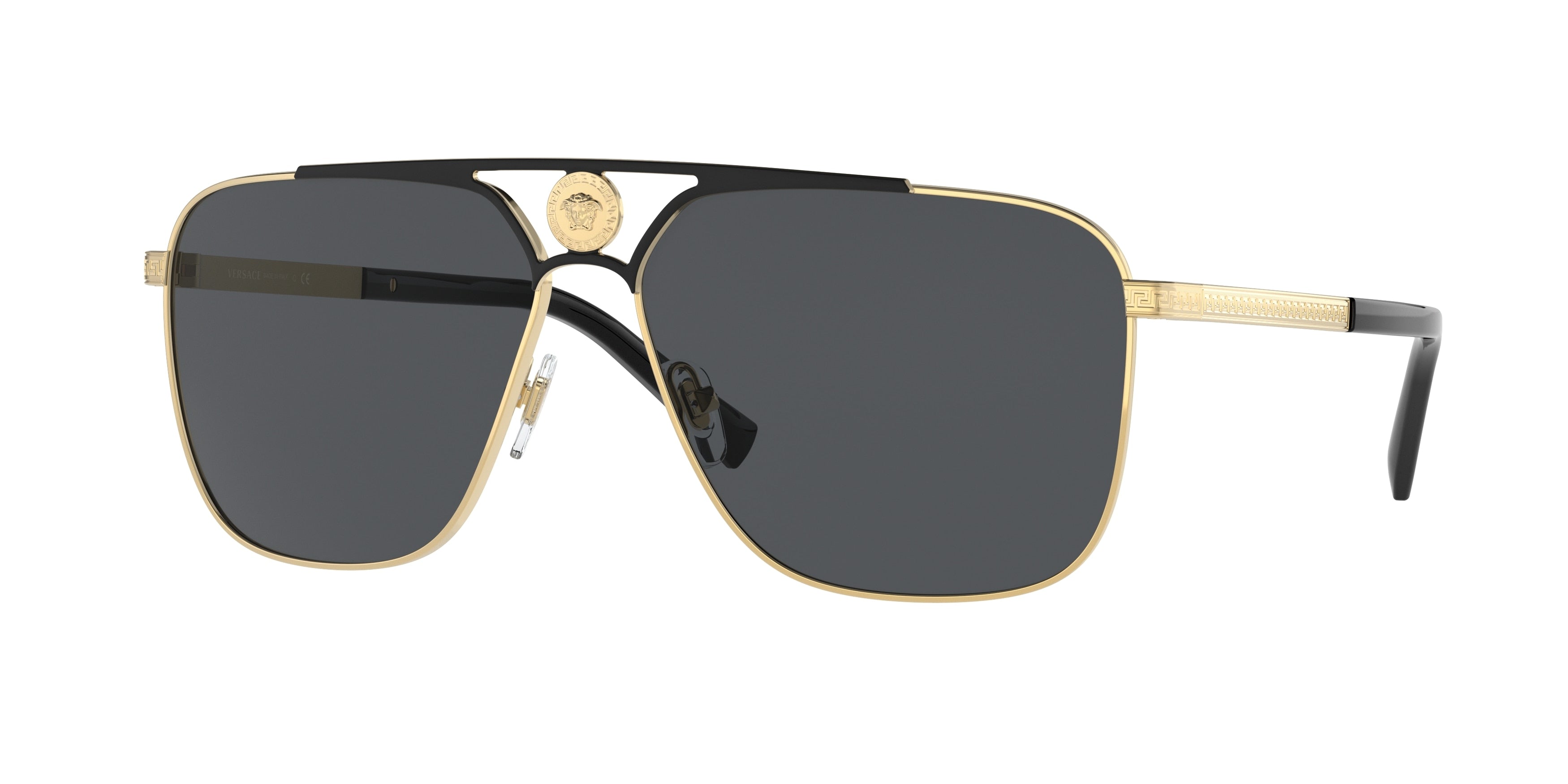 Versace VE2238 Rectangle Sunglasses  143687-Gold/Matte Black 61-140-13 - Color Map Gold