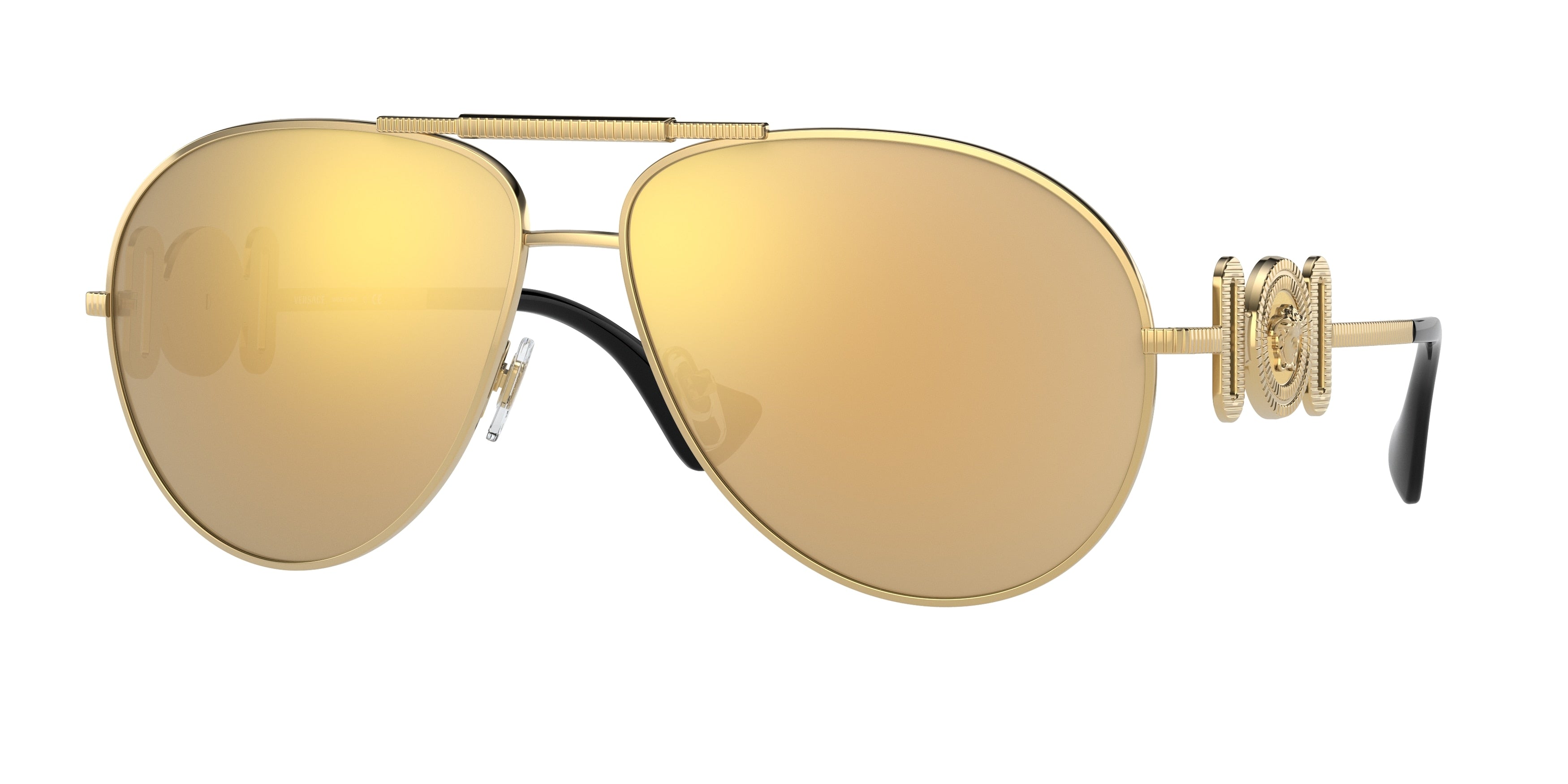 Versace VE2249 Pilot Sunglasses  10027P-Gold 65-145-14 - Color Map Gold