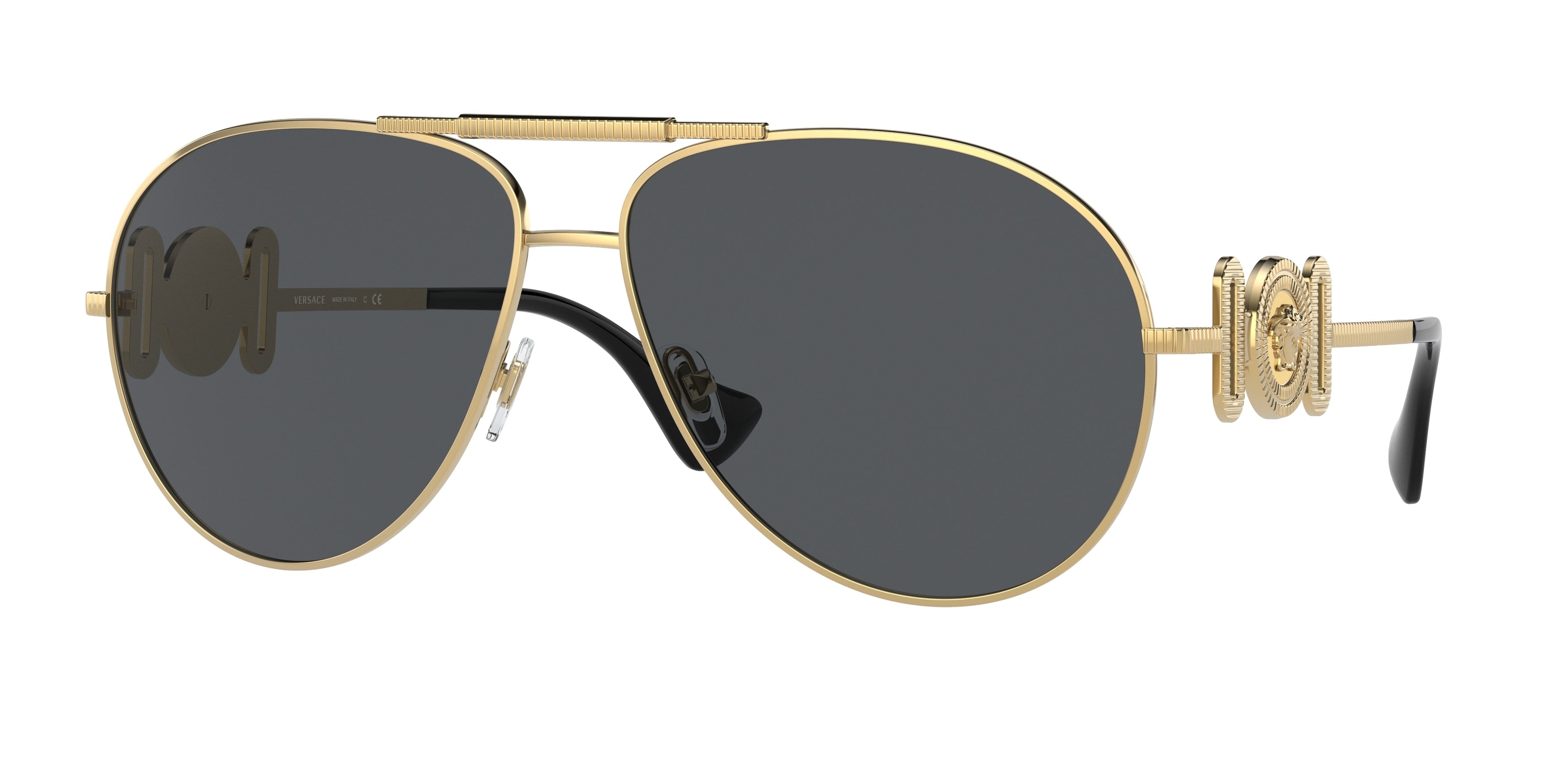 Versace VE2249 Pilot Sunglasses  100287-Gold 65-145-14 - Color Map Gold
